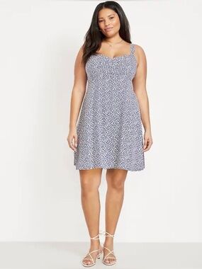 NWT Old Navy Fit & Flare Crepe Mini Dress Size 3X Sleeveless Floral Navy White